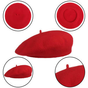 Boina de lana a la moda, gorra de boina de otoño e invierno personalizada para hombres y mujeres, estilo francés, Color sólido - Product Image 3