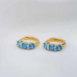 สามอะความารีนเพทายหินDainy Hoopต่างหูตุรกีขายส่งแฮนด์เมด925เครื่องประดับเงินสเตอร์ลิง - Product Image 4