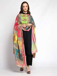 Indian Pakistani Ethnic Polyester Shawls Multi-Color Dupatta Traditional <b>Scarf</b> Handmade Embroidery Lightweight Windproof Long - Product Image 5