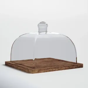 Elegante e durevole quadrato torta cupola con Base in legno in metallo e vetro copertura del Display per matrimoni feste decorazioni per la casa