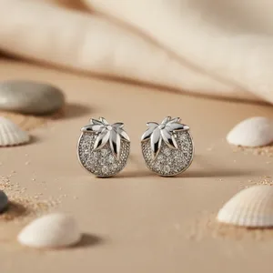 Boucles d'oreilles clous tendance pour femme en argent 925 avec agate turquoise et diamant, bijoux en or 14K et 18K, cadeau idéal pour les fiançailles - Product Image 1