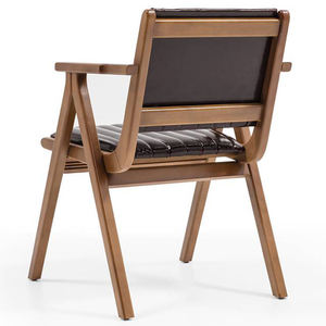 Fauteuil scandinave en bois Kama avec structure en teck massif et coussin en tissu pour la maison, le bureau et l'appartement - Product Image 4