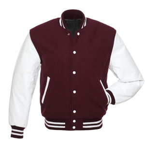 Chaqueta universitaria con letras de lana y logotipo personalizado para hombre, chaqueta universitaria de un solo botón con logotipo bordado de manga larga de Color sólido para hombre - Product Image 1