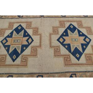 Alfombra Turca de 5.2x8.1 pies, Alfombra Grande Vintage, Alfombra Azul Marrón con Diseño de Parches - Product Image 5