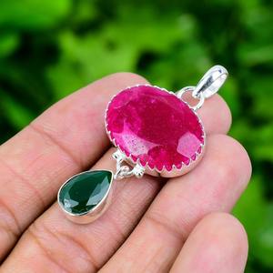 925 sello plata boda regalo joyería colgante 925 plata esterlina hecho a mano piedra preciosa rubí Spinner aniversario moda colgante - Product Image 3