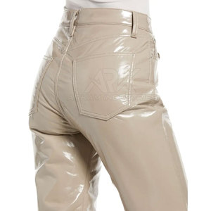 High Quality Casual Wear <b>Women</b> Leather Pants Solid Color Top Selling Streetwear <b>Women</b> Leather Pants - Product Image 5