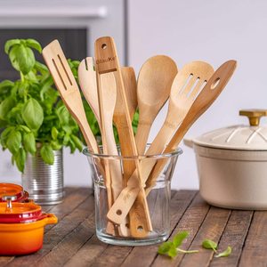 Utensilios de bambú hechos a mano, espátulas para freír, utensilios de cocina antiadherentes, juego de espátula de cocina natural - Product Image 3
