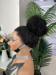 Perruque afro bouclée en dentelle 360, sans colle, cheveux humains, haute densité, <span class=keywords><strong>prix</strong></span> de gros, vente chaude - Product Image 4