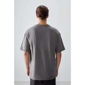 Camiseta de Hombre Estampada, Gris Oscuro, 100% Algodón Jersey, Gruesa, Suave, Texturizada, Corte Holgado -88361 - Product Image 2