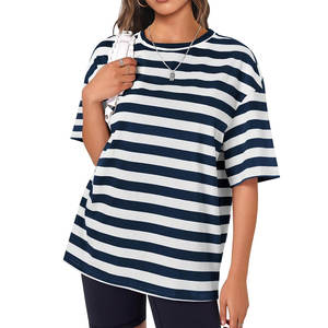 Verano Casual algodón nuevo diseño camisetas mujeres venta al por mayor verano desgaste transpirable nueva moda forrado diseño algodón camisetas mujeres - Product Image 2