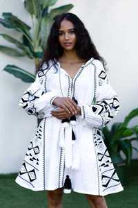 Vêtements d'été personnalisés blanc court haut de gamme mini robes bohème en coton brodé de fleurs pour femmes robe ukrainienne élégante et décontractée - Product Image 6