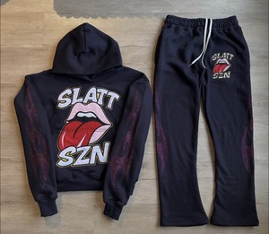 ชุดเซ็ตเสื้อฮู้ดดี้โอเวอร์ไซส์และกางเกงขายาวสไตล์สตรีทแวร์สำหรับผู้ชาย ผ้าคอตตอนฟลีซเนื้อหนัก 400 กรัม ระบายอากาศได้ดี ชุดสองชิ้นคุณภาพพรีเมียม - Product Image 2