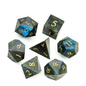 Dés en pierre de haute qualité, labradorite, cristal naturel, pierres précieuses de guérison reiki, pierres gravées, dés personnalisés, cristal viking - Product Image 2