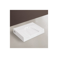 Lavabo sur pied carré moderne en céramique blanche de qualité supérieure pour salle de bain d'hôpital, écologique et résistant à l'eau, à poser sur comptoir