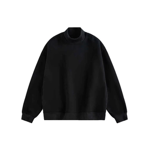 Loose Fit Women Oversized Mockneck <b>Long</b> <b>Sweatshirt</b> Warm Soft Fleece Cotton Winter Cozy Streetwear Front Logo Casual - Product Image 1