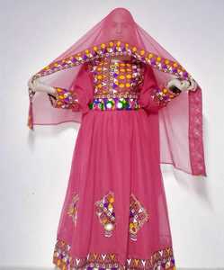 Afghan Kuchi Bridal Dress Clothing pink and Multicolored Tassels Kuchi <b>Wedding</b> Dress Tribal Afghan Dress - Product Image 4