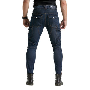 Jeans de course slim pour hommes noirs avec protections amovibles pour les genoux et les hanches, respirant et à séchage rapide - Product Image 5