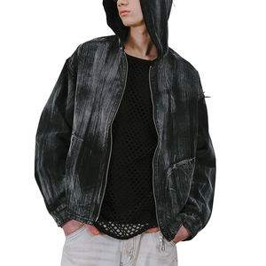 เสื้อฮู้ดดี้ผู้ชายทรงใหญ่ ผ้าคอตตอนหนานุ่ม ทรงบ็อกซี่ ไหล่ตก ลุควินเทจ ซักฟอก ทำสีซีด แขนเสื้อแบบดิสเทรส - Product Image 6