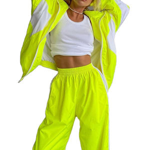 Ensemble survêtement décontracté pour femme personnalisé 2026, fermeture éclair intégrale, style patchwork, respirant, veste coupe-vent de jogging, pantalon deux pièces - Product Image 6