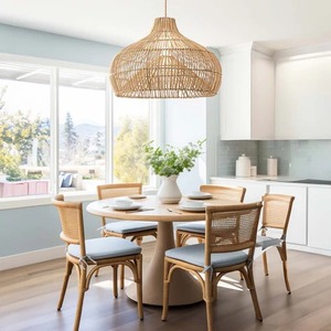 Oceania Boho โคมไฟห้องรับประทานอาหาร, โคมไฟหวายธรรมชาติทอมือพร้อมฐานหลอดไฟ E26ขนาดเล็กสำหรับห้องครัวห้องนอนห้องนั่งเล่น - Product Image 3