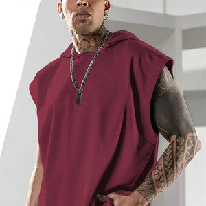 2025 Summer Men's Fashion <b>Hoodie</b> High Quality Fleece Eco-Friendly Polyester/Cotton <b>Sleeveless</b> Vest for Leisure Fitness Street - Product Image 3