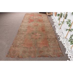 Alfombra turca Vintage, diseño de retazos naranja verde, felpa de lana de 4,7x11,1 pies con respaldo de látex para decoraciones de sala de estar - Product Image 4