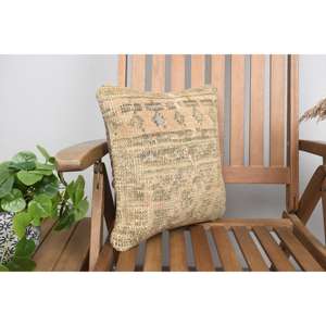 หมอนผ้าขนแกะสีเบจถักลายแคนธา14x14นิ้วสไตล์วินเทจผ้าหนานุ่มสำหรับใช้บนพื้น - Product Image 2