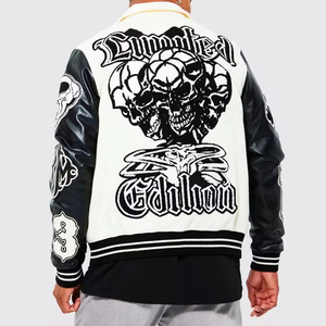 Manufacturers for Custom Clothes Logo Hip Hop Patch Applique Embroidery Leather <b>Jackets</b> <b>Velvet</b> Chenille Bomber <b>Jacket</b> for <b>Men</b> - Product Image 2