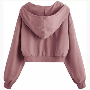 2025 haute qualité Logo personnalisé femmes col en V haut court sweats à capuche en gros femmes sweats à capuche filles porter à capuche - Product Image 2