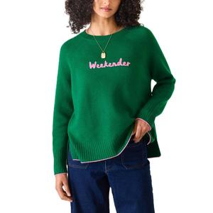 Pull en coton décontracté pour femme avec motif personnalisé OEM, lettres brodées, vêtements en tricot d'hiver - Product Image 1