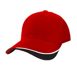 Gorra de Béisbol Roja de 6 Paneles con Ribete Blanco y Negro, Unisex, Ajustada, Informal, de Color Sólido, Tela Twill, Talla Adulto 58-60CM - Product Image 1