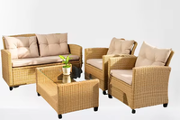 Ensemble de salon Mora en rotin tressé, mobilier moderne pour restaurant extérieur, tabourets, chaises, coussin de table 5 cm/230 g, Vietnam