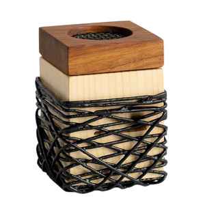 Brûleur à Bakhoor en bois et métal, Mabkhara islamique moderne, fait main, décoration du Ramadan - Product Image 3