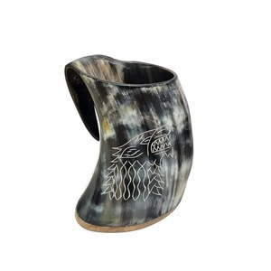 Auténtica Taza Vikinga Ecológica de Cuerno de Búfalo Hecha a Mano, Grado Alimenticio, Estilo Medieval, Religiosa, Feng Shui, Taza de Cerveza con Diseño Animal - Product Image 2
