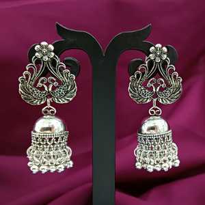 High Quality Oxidized Jewelry Boho Vintage Antique Peacock Floral Jhumki Charm Design Dangle Earring Fashion Jewelry for Women - Product Image 2