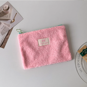 Ginzeal Simple doux matelassé éponge serviette maquillage sac filles fourrure école stylo sac en peluche voyage cosmétique organisateur <span class=keywords><strong>pochette</strong></span> - Product Image 3