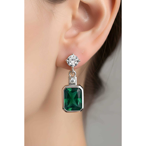 New arrival 925 Sterling <b>Silver</b> <b>Stud</b> Earrings in White and Emerald Colors From Turkey - Product Image 3