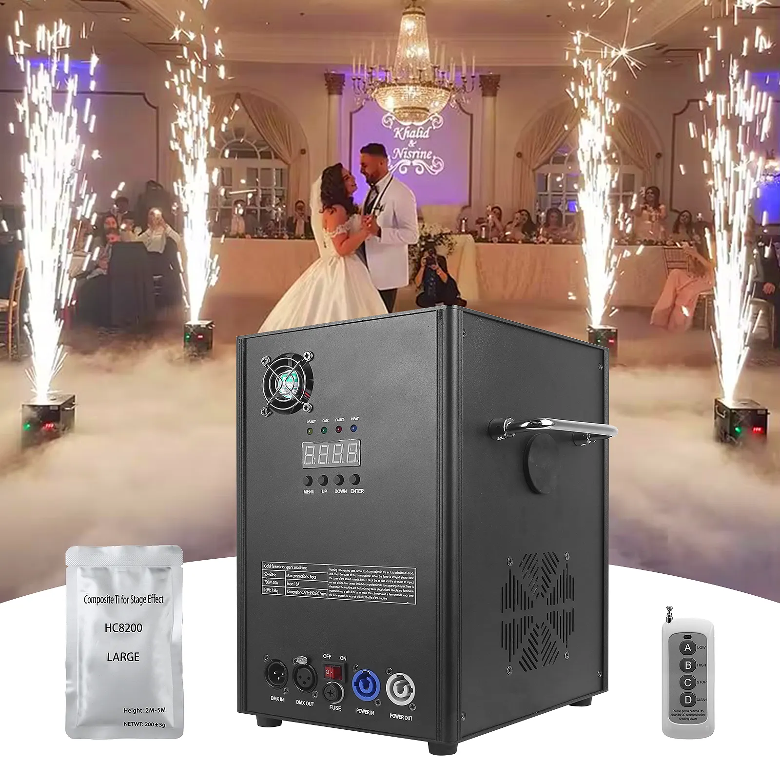 Máquina de chispas frías de gran oferta, equipo de iluminación de escenario personalizado para DJ Party Disco, Mini máquina de fuegos artificiales