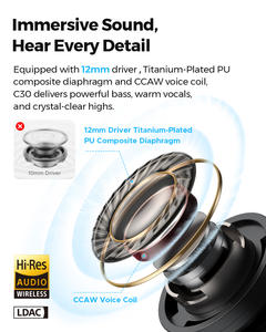 Audífonos Inalámbricos SoundPEATS C30 con Diseño Moderno, BT 6.0, Cancelación de Ruido Híbrida ANC y 6 Micrófonos ENC para Llamadas Nítidas - Product Image 3