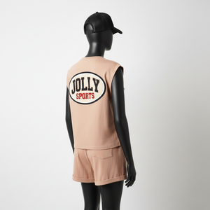 <b>Women</b> Sleeveless <b>T</b> <b>Shirt</b> <b>And</b> <b>Shorts</b> <b>Set</b> Premium 240 GSM Cotton Elastane Soft Touch Embroidered Logo <b>Set</b> 100% Cotton <b>Women's</b> <b>Sets</b> - Product Image 5