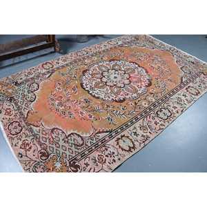 Tapis turc vintage 5,5x8,7 pi (167x264 cm), tapis en laine rouge - Product Image 2