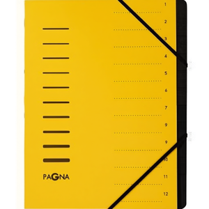 Yellow Pressed Chipboard <b>A4</b> Filing <b>Folder</b> with 12 Black Compartments - Product Image 3