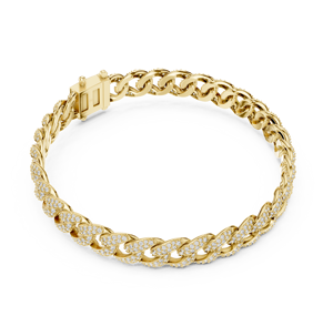 Pulsera Cubana de Diamantes Cultivados en Laboratorio para Hombre, 0.92 CT, Oro Blanco de 14K, Oro Rosa, Redonda, Joyería de Lujo, Regalo, Fiesta, Chapada en Oro - Product Image 2