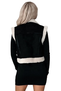 2025 Men's Winter Leather Stand Collar Zip Vest Pure <b>Colour</b> Patchwork Short Quilted Jacket Waterproof Coat Wholesale - Product Image 4