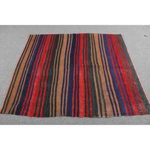 Kilim Rug, 4.1x4.8 ft Turkish Rug, <b>Red</b> Floral Rug <b>Wool</b> - Product Image 3
