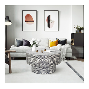 Mesa de centro de diseño bohemio hecha a mano con incrustaciones de perlas madre clásicas, muebles de sala de estar, marco de madera elegante de Vietnam - Product Image 6