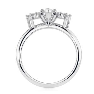 แหวนหมั้นหิน7ก้อนสำหรับผู้หญิงลูกแพร์1.00CT ตัดเพชร - Product Image 2