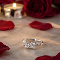 Bague Moissanite Toi et Moi, taille poire, taille princesse, deux pierres, en argent sterling S925, bijoux de fiançailles pour femme