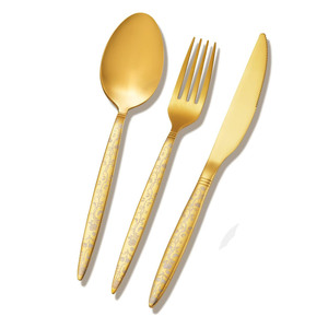 Wholesale Customized Logo 3Pcs Kitchen Silverware Knife Fork Spoon High Quality Stainless Steel <b>Cutlery</b> Flatware <b>Set</b> for Hotels - Product Image 1