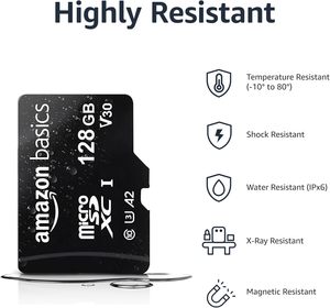 Carte mémoire Micro SDXC avec adaptateur pleine taille, A2, U3, Classe 10, vitesse de lecture jusqu'à 100 Mo/s, 128 Go, noire - Product Image 3
